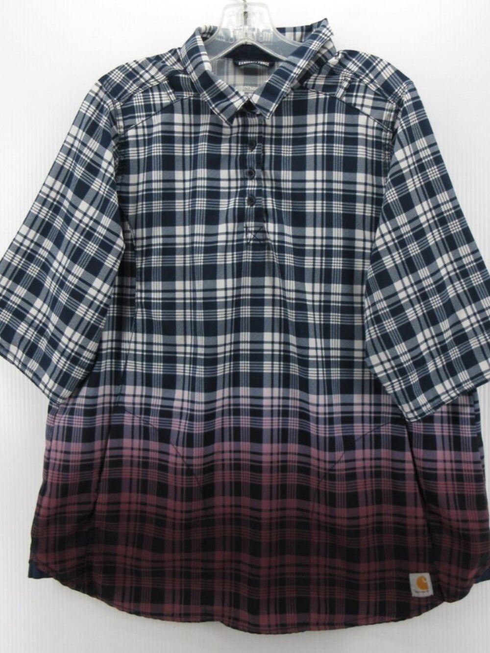 Carhartt Force Top XL Shirt Ombre Plaid Dip Dye Pullover Workwear